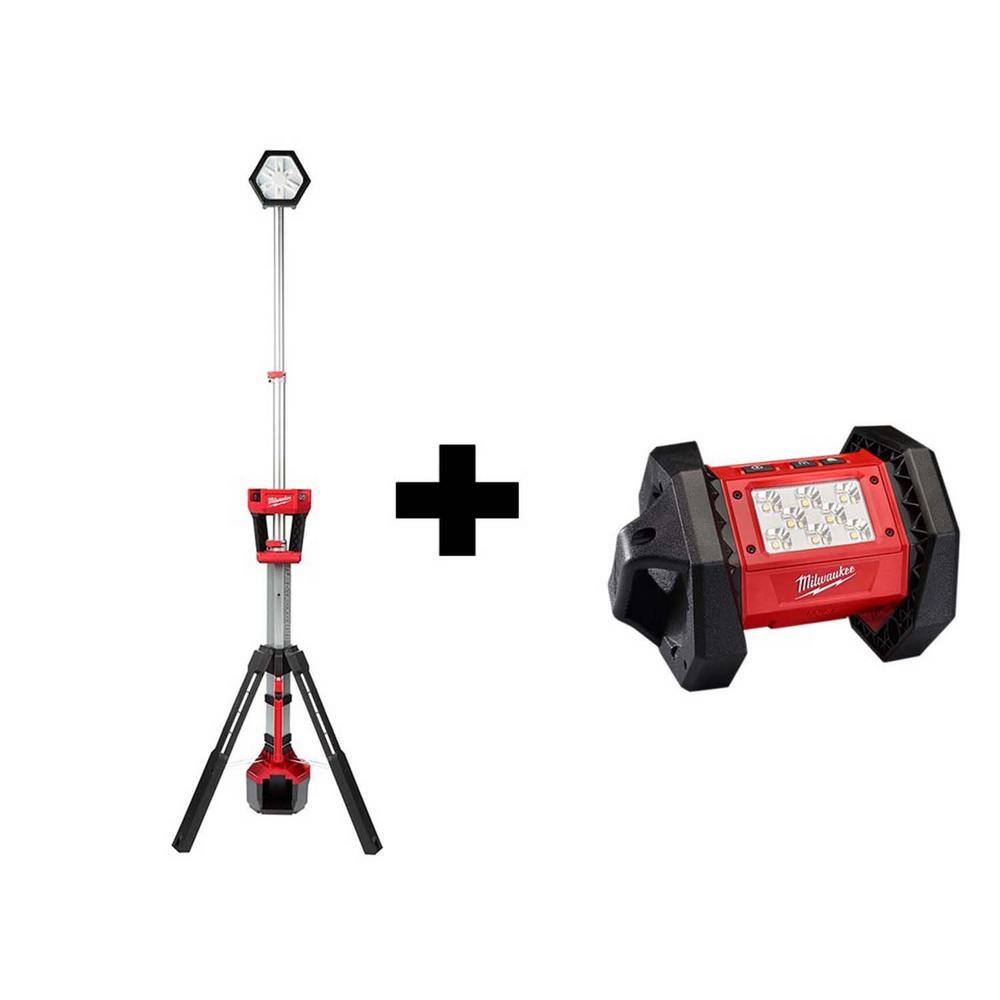 Milwaukee 2131-20-2361-20 M18 18-Volt Lithium-Ion Cordless Rocket Dual Power Tower Light with M18 LED Flood Light