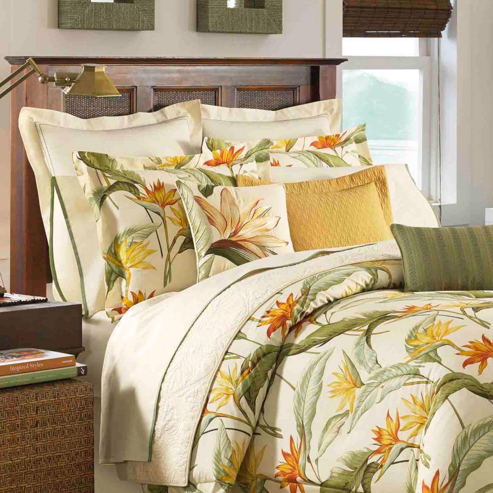Tommy Bahama  Birds of Paradise 3-Piece White Botanical Cotton King Comforter Set