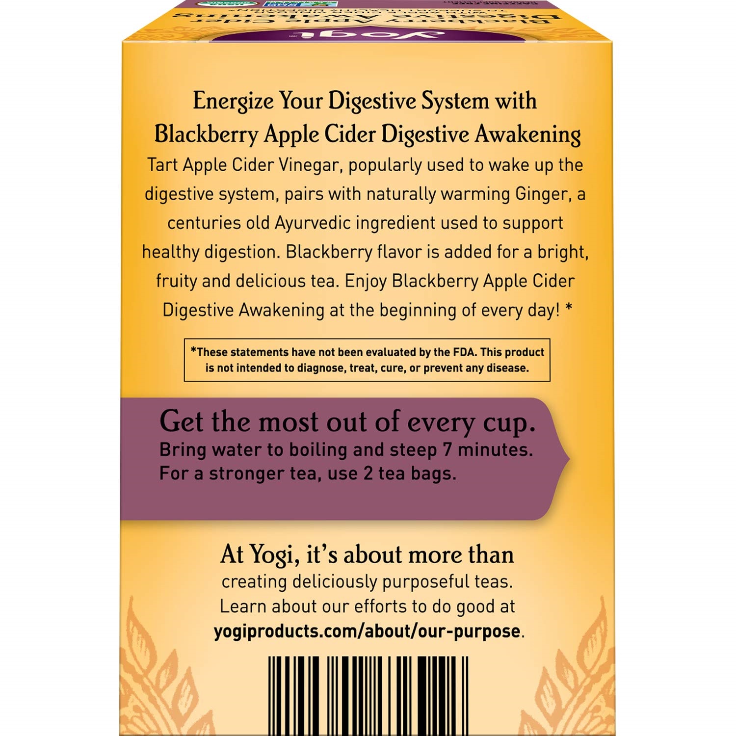 Yogi Tea Blackberry Apple Cider Digestive Awakening. 4 Pack. 64 Tea Bags