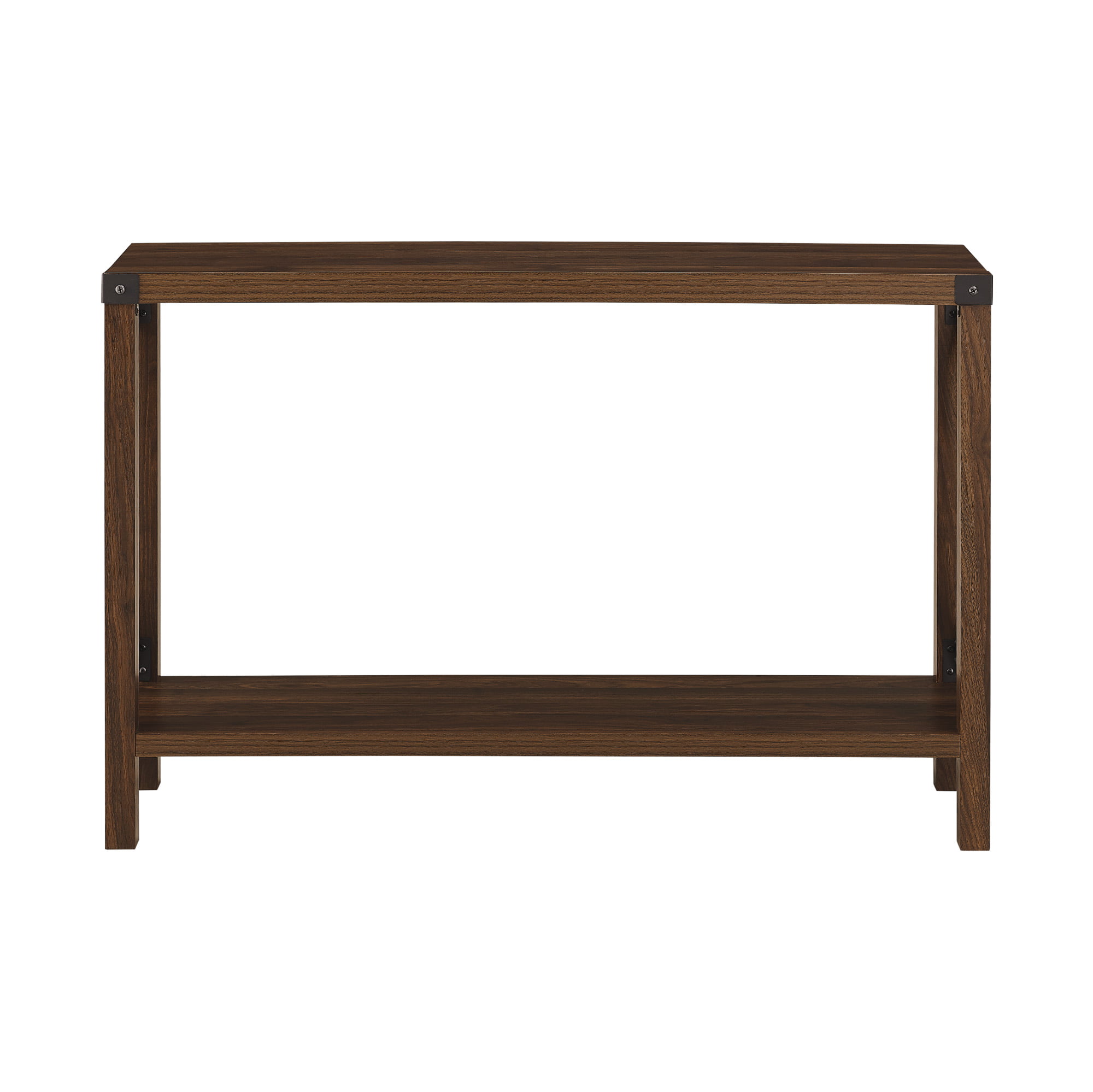 Woven Paths Magnolia Metal X Console Table. Dark Walnut