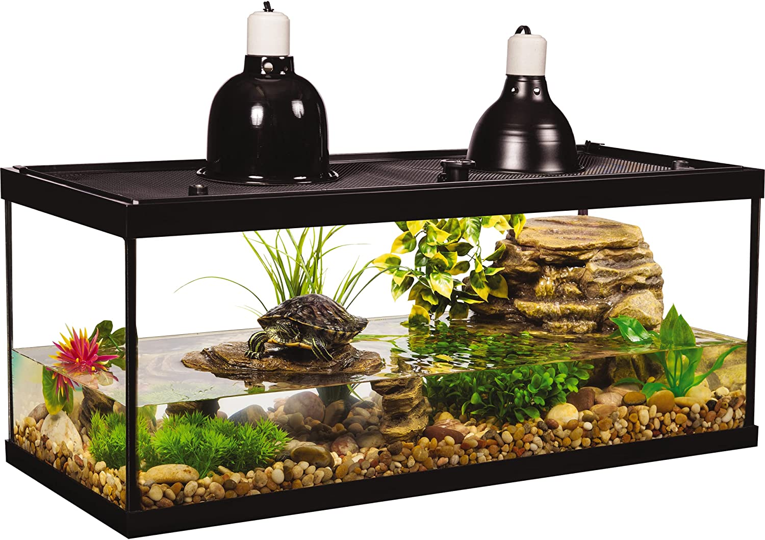 Tetra Aquatic Turtle Deluxe Kit 20 Gallons. aquarium With Filter And Heating Lamps. 30 IN