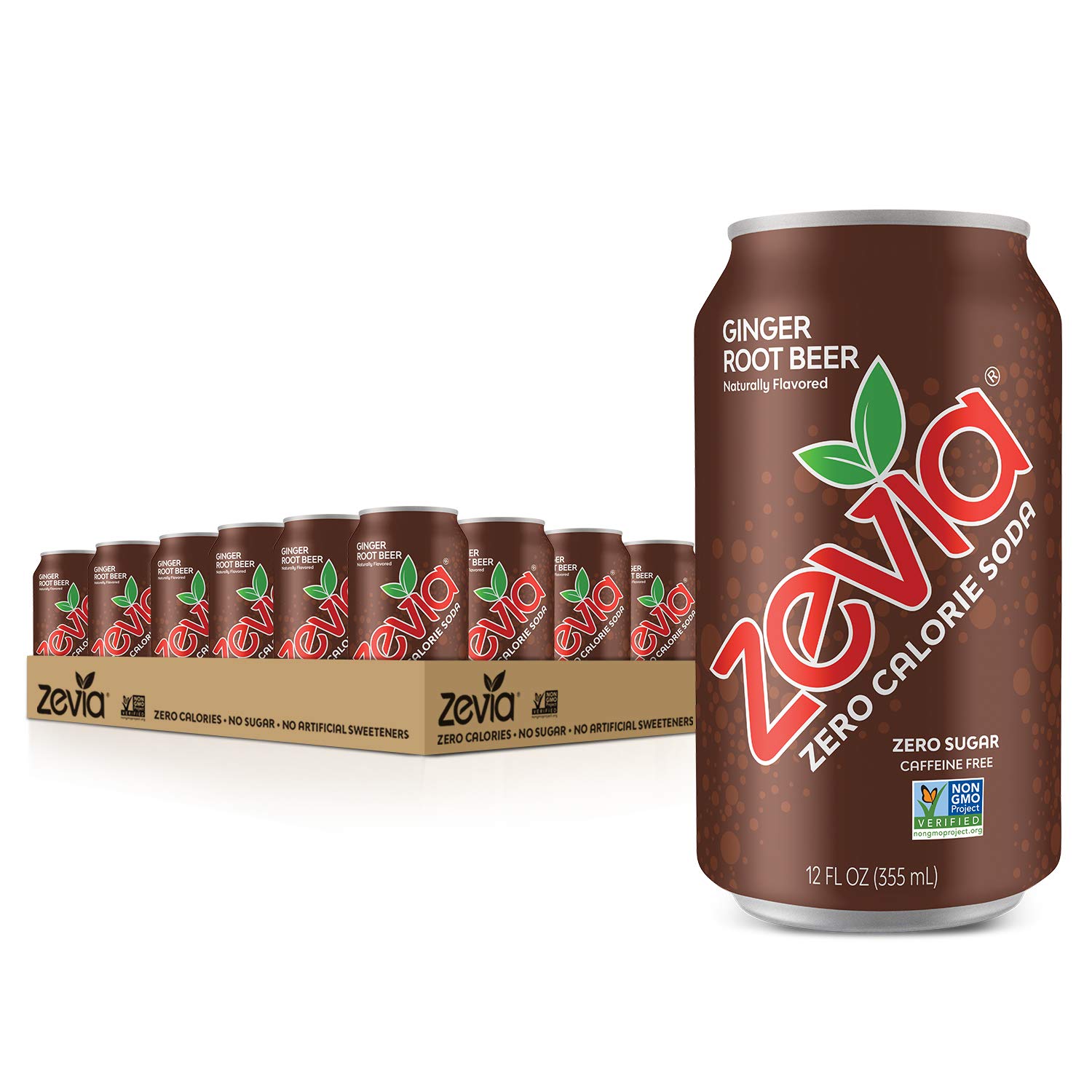 Zevia Zero Calorie Soda. Ginger Root Beer. 12 Ounce Cans (Pack of 24)