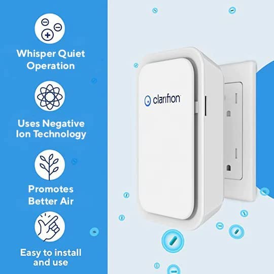 Clarifion - Air Ionizers for Home (3 Pack). Negative Ion Filtration System. Quiet Air Freshener for Bedroom. Office. Kitchen. Portable Air Filter Odor. Smoke Dust. Pets. Eliminator. Mini Air Cleaner