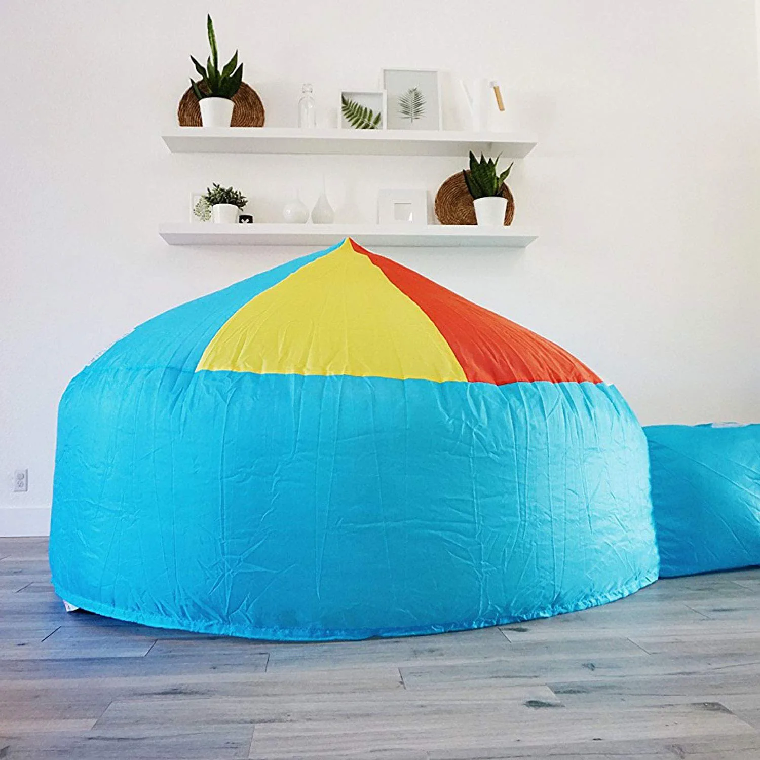 The Original AIR FORT Build A Fort in 30 Seconds. Inflatable Fort for Kids (Beach Ball Blue)