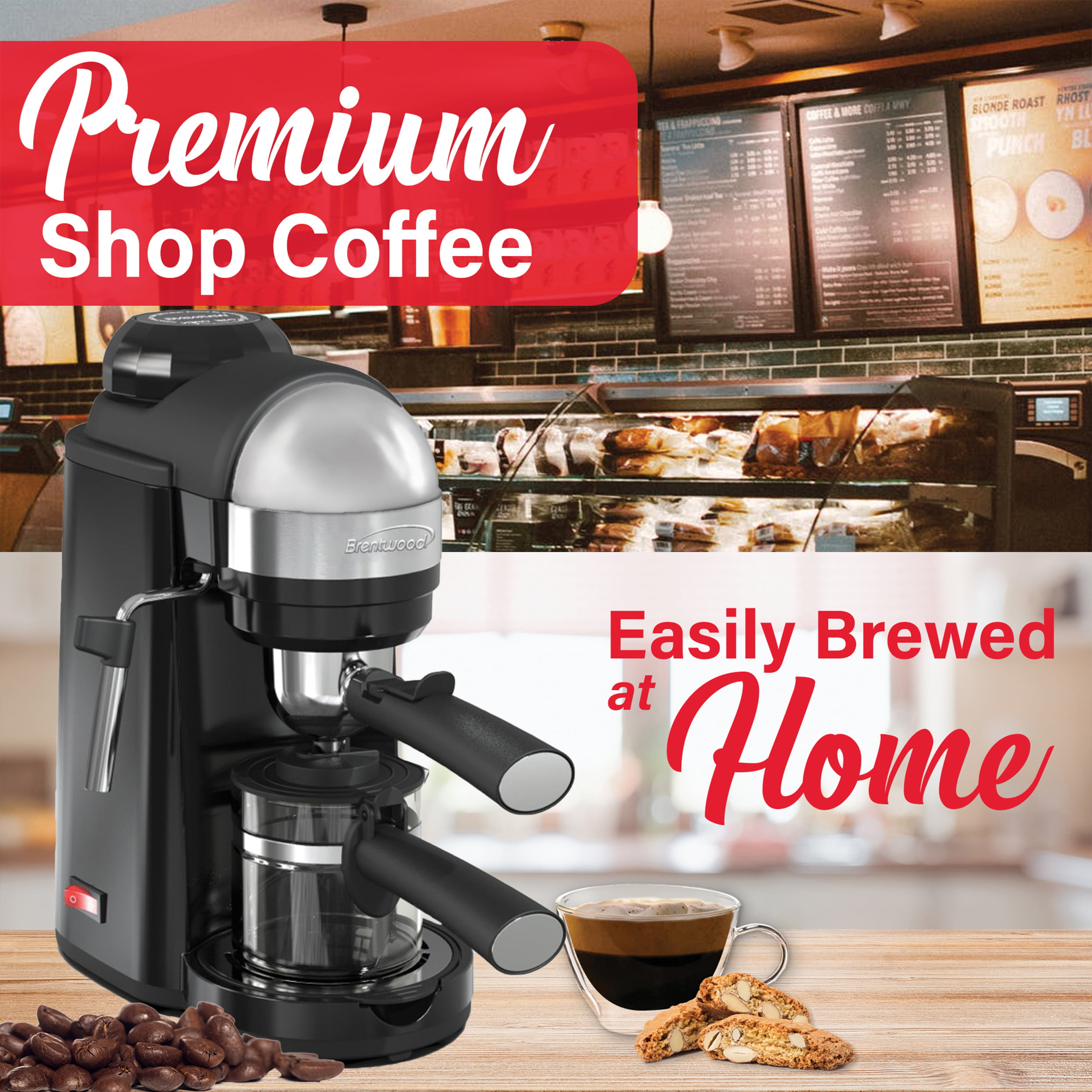 Brentwood GA-135BK Espresso and Cappuccino Maker in Black