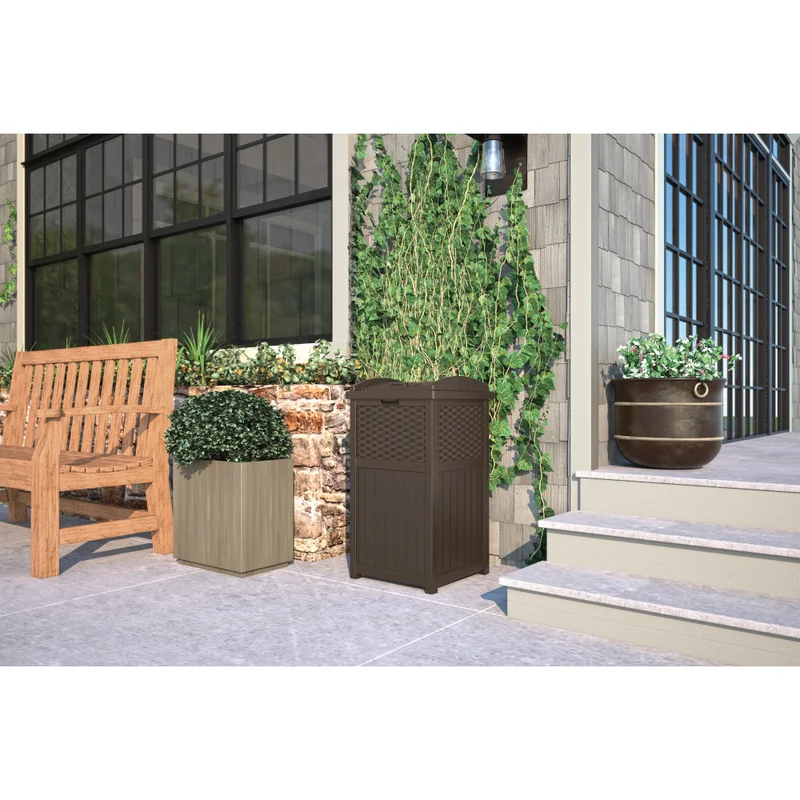 Suncast GHW1732 Resin Wicker Trash Hideaway