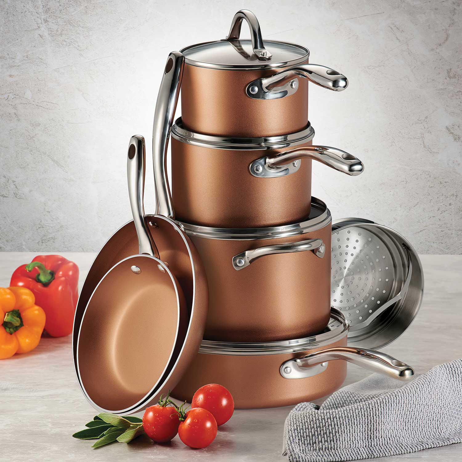 Tramontina Cookware Set Nonstick 11-Piece Metallic Copper 80143/590DS
