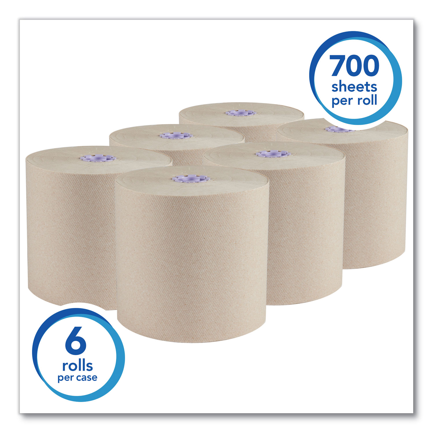 Scott Essential 100% Recycled Fiber Hard Roll Towel. 1.75″ Core. Brown. 8″ x 700 ft. 6/Carton