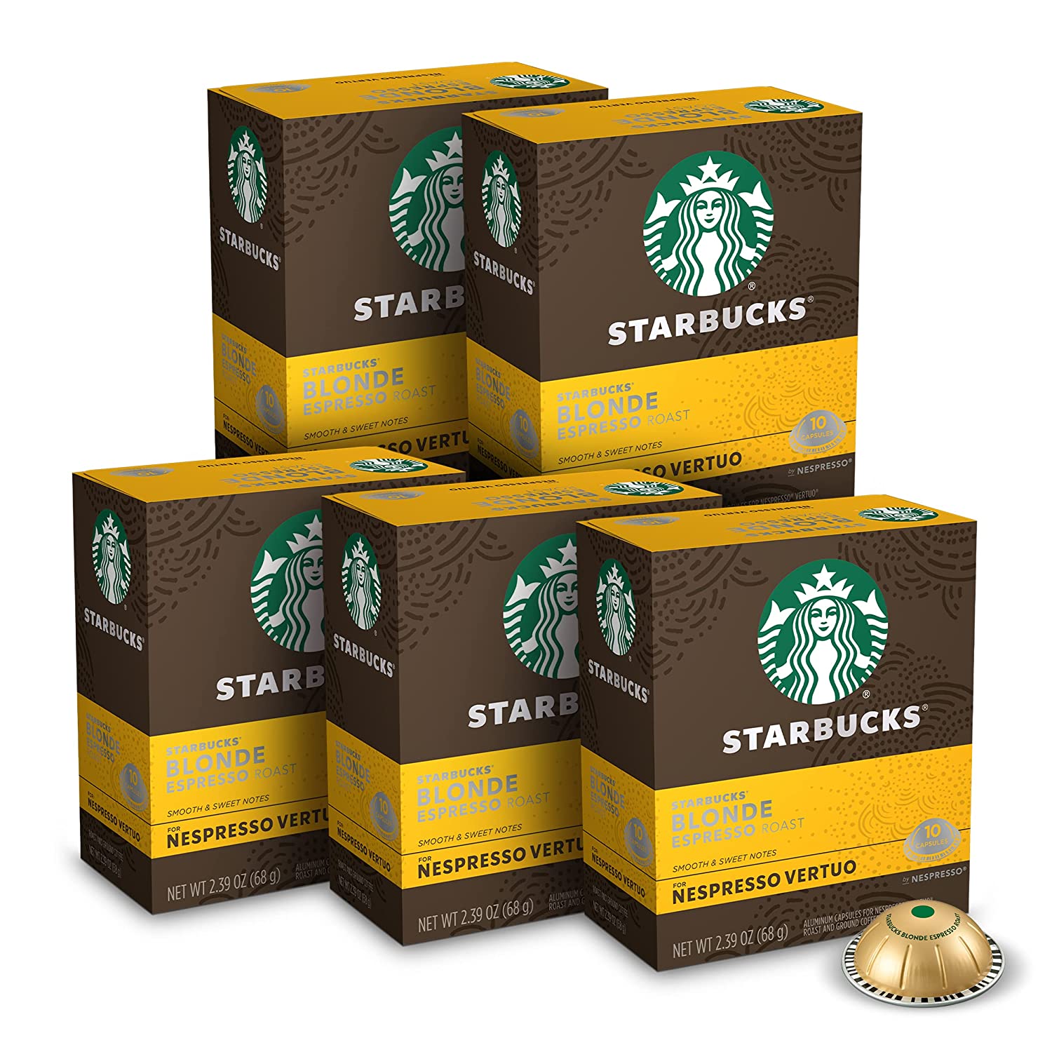 Starbucks by Nespresso Blonde Roast Espresso (50-count single serve capsules. compatible with Nespresso Vertuo Line System)