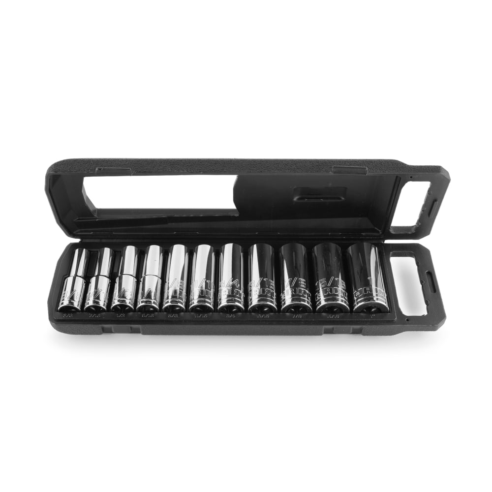 HART 11-Piece 1/2″ Deep Socket Set. Standard SAE Sockets