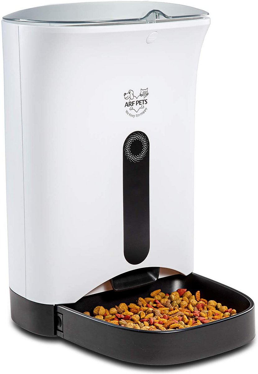 Arf Pets Automatic Pet Feeder Food Dispenser for Dogs. Cats & Small Animals – Features Distribution Alarms. Portion Control & Voice Recording – Timer Programmable Up to 4 Meals a Day