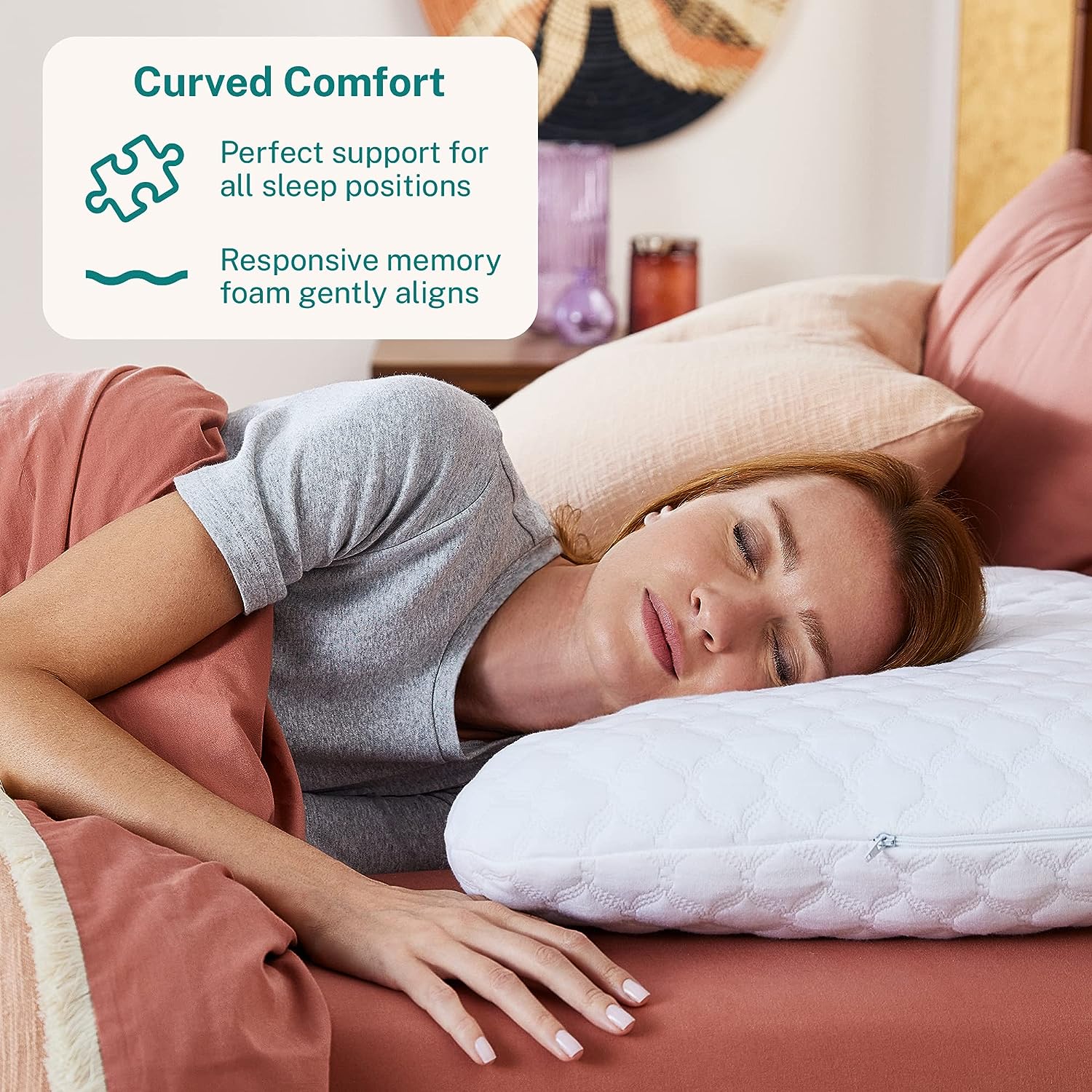 Sleep Innovations Versacurve Curved Memory Foam Pillow. Standard Size. Therapeutic for Neck and Shoulder. Side. Stomach. and Back Sleepers. Medium Support