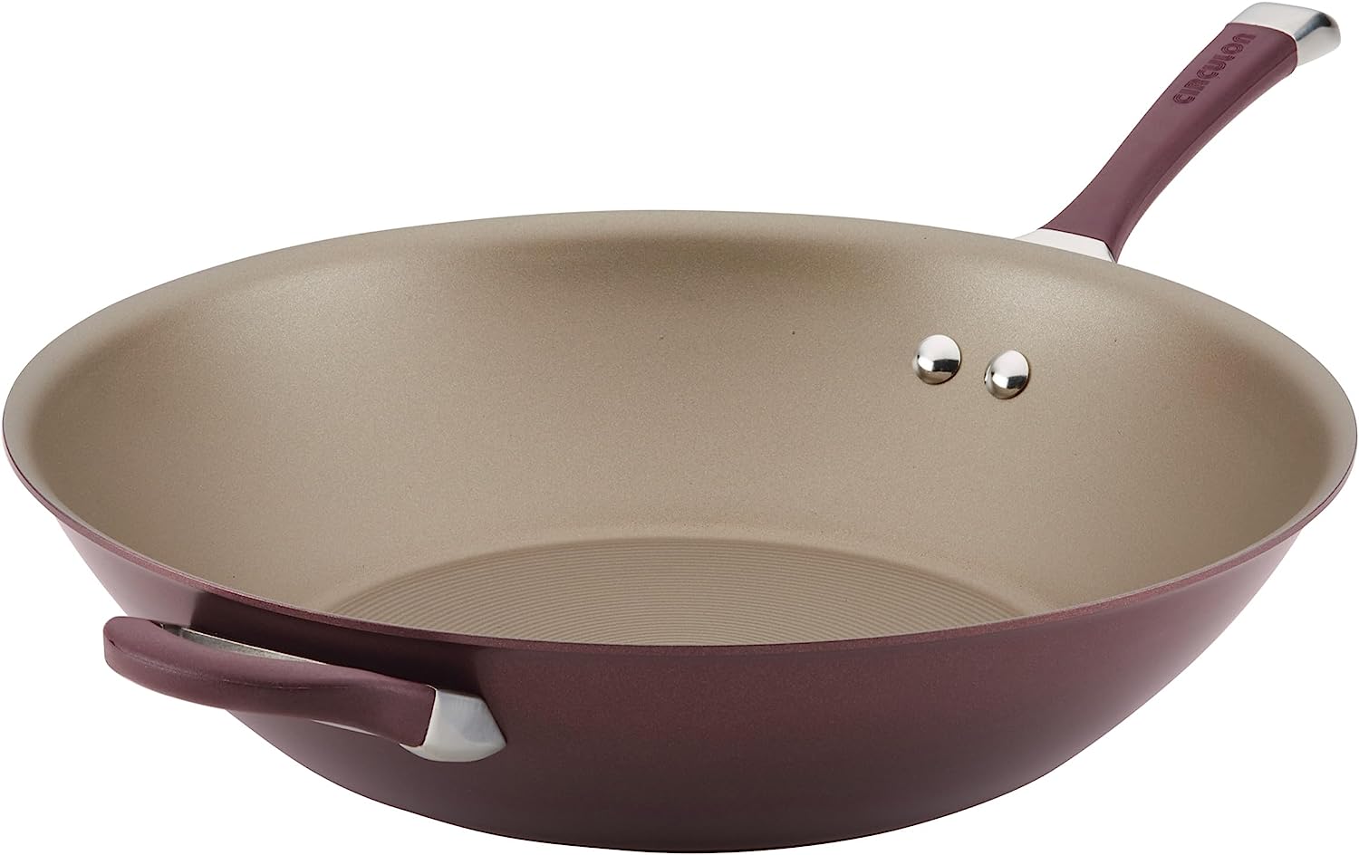 Circulon Symmetry Hard Anodized Nonstick Wok / Stir Fry Pan with Helper Handle - 14 Inch. Red