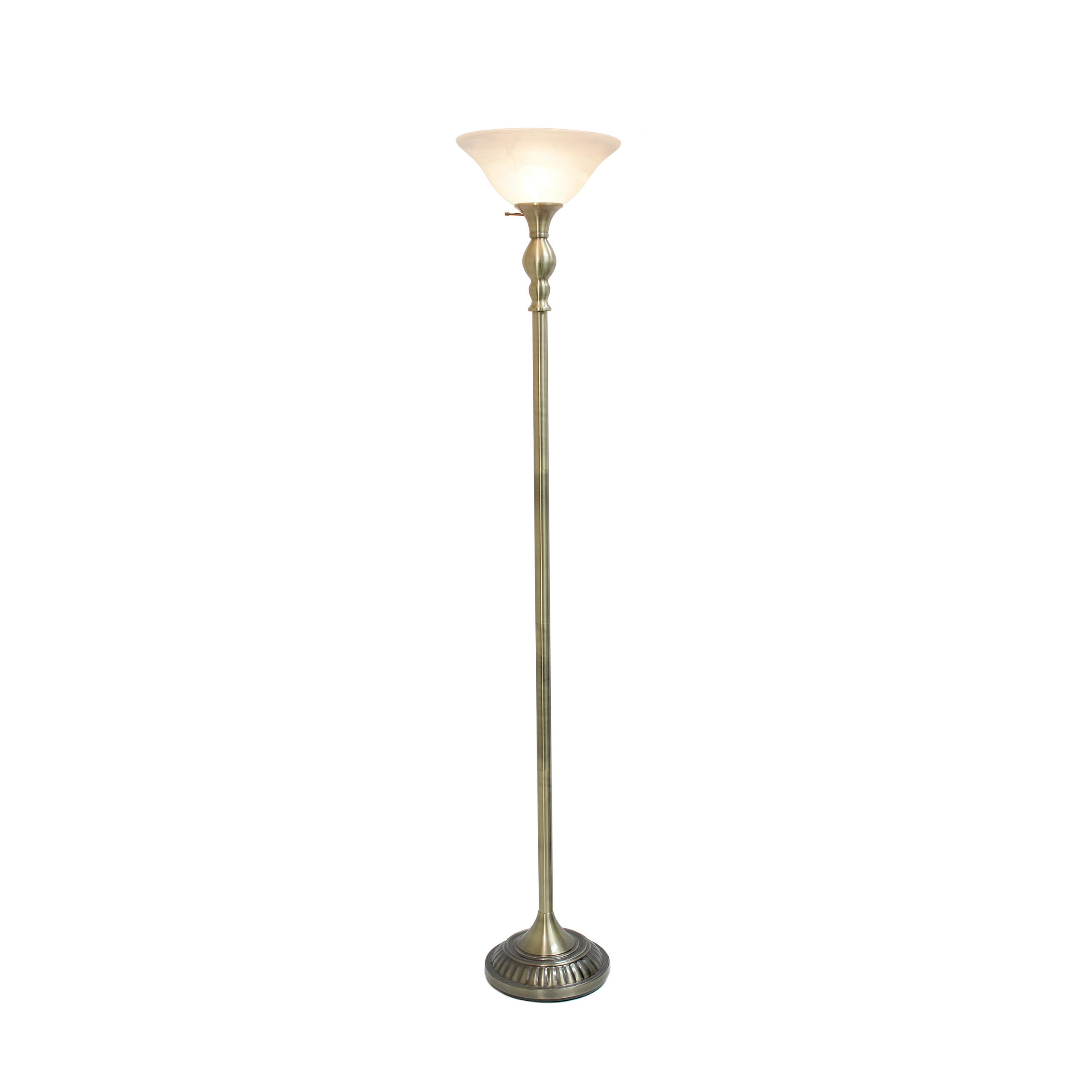 Elegant Designs 1 Light Torchiere Floor Lamp with Marbleized White Glass Shade