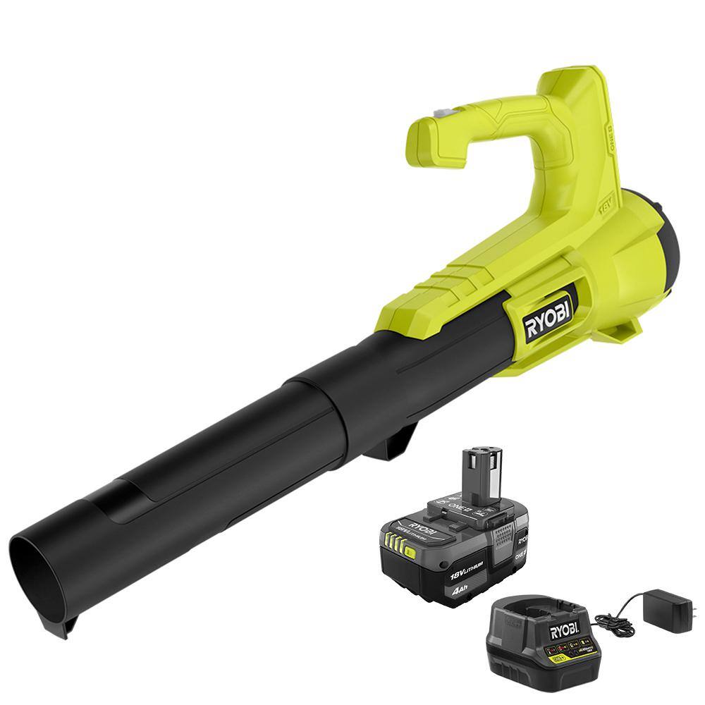RYOBI P21110 ONE+ 18V 90 MPH 250 CFM Cordless Battery Leaf Blower with 4.0 Ah Battery and Charger