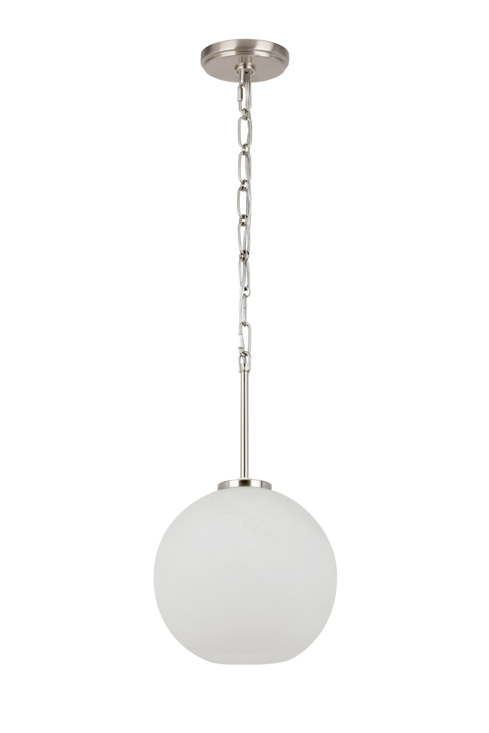 allen + roth Blidge Brushed Nickel Traditional Alabaster Glass Globe Pendant Light