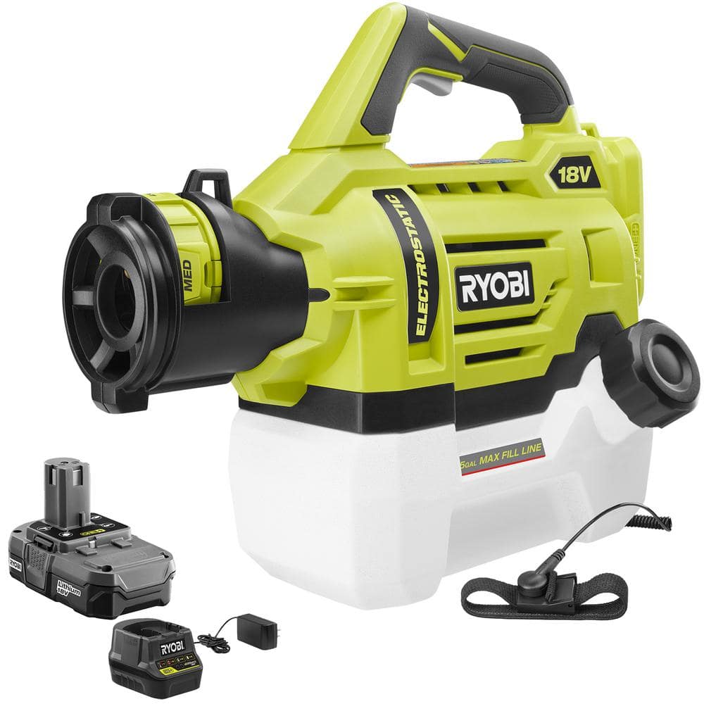 RYOBI P2890 ONE+ 18V Cordless Electrostatic 0.5 Gal Sprayer with 2.0 Ah Battery and Charger