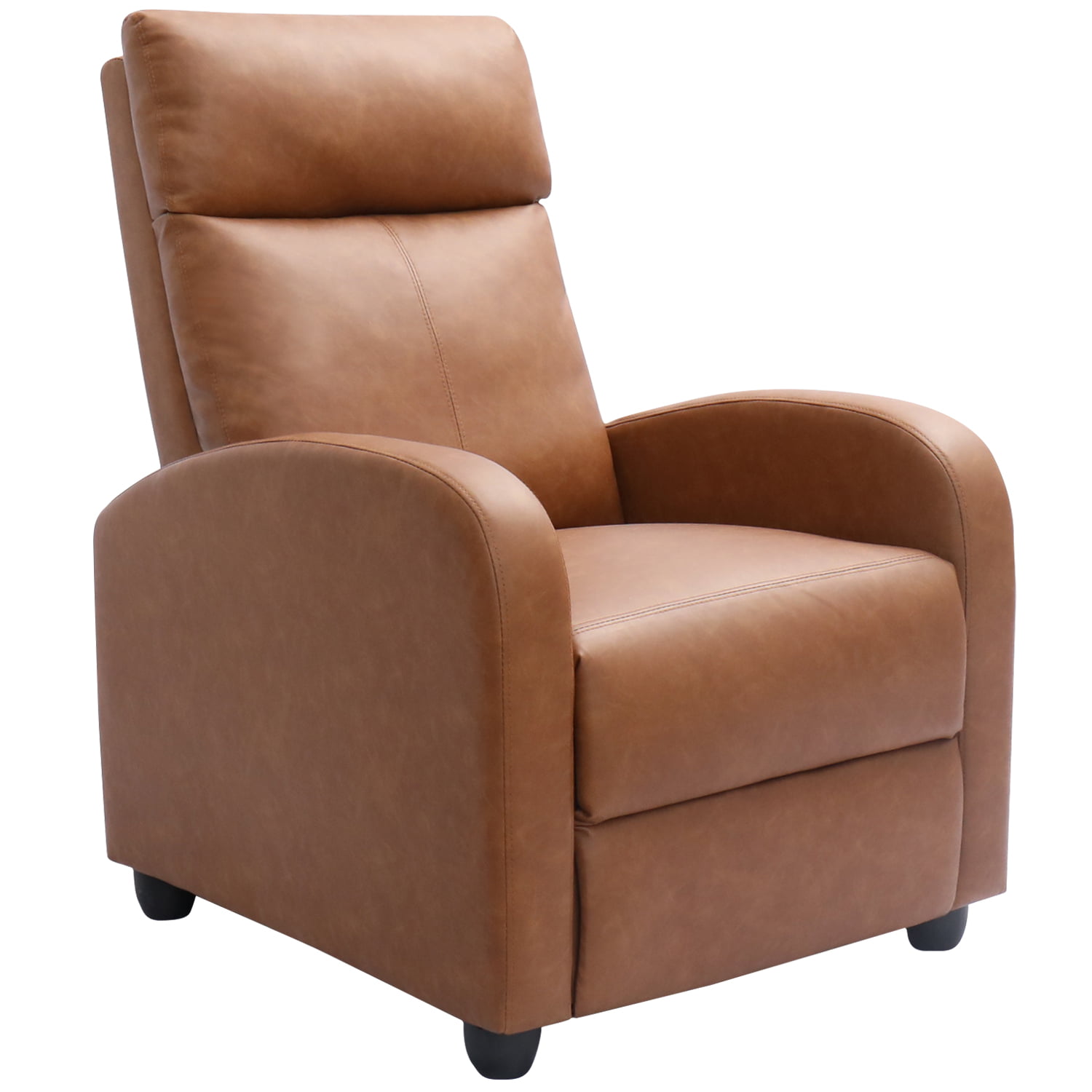 Lacoo Single Recliner Thick Padded Push Back Recliner with Faux Leather. Khaki