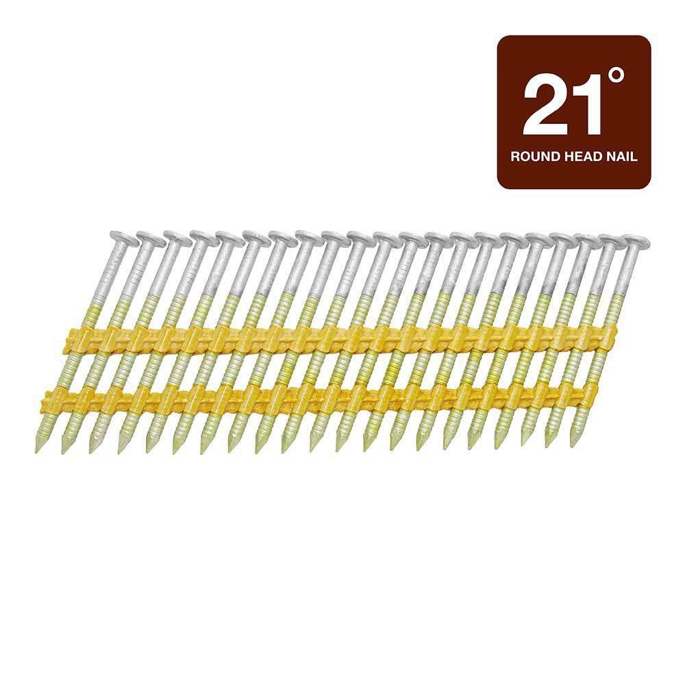 Grip-Rite GR04HG 2 in. x 0.113-Gauge 21 in. Plastic Exterior Galvanized Round Head Ring Shank Nails (5.000 per Box)