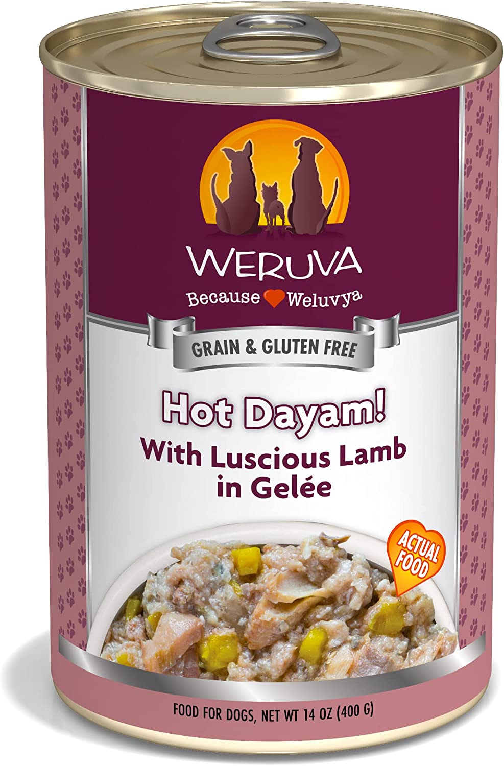 Weruva Hot Dayam! With Luscious Lamb in Gelee Grain-Free Canned Dog Food 14 Ounce (Pack of 12)