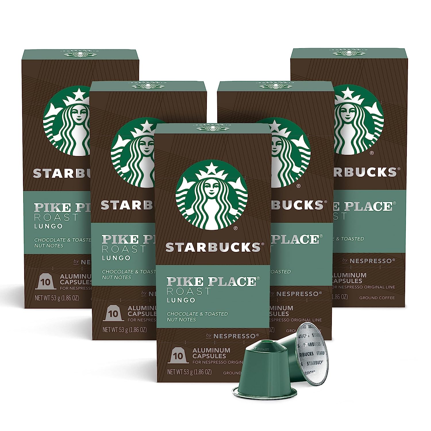 Starbucks by Nespresso Medium Roast Pike Place Roast Coffee (50-count single serve capsules. compatible with Nespresso Original Line System)
