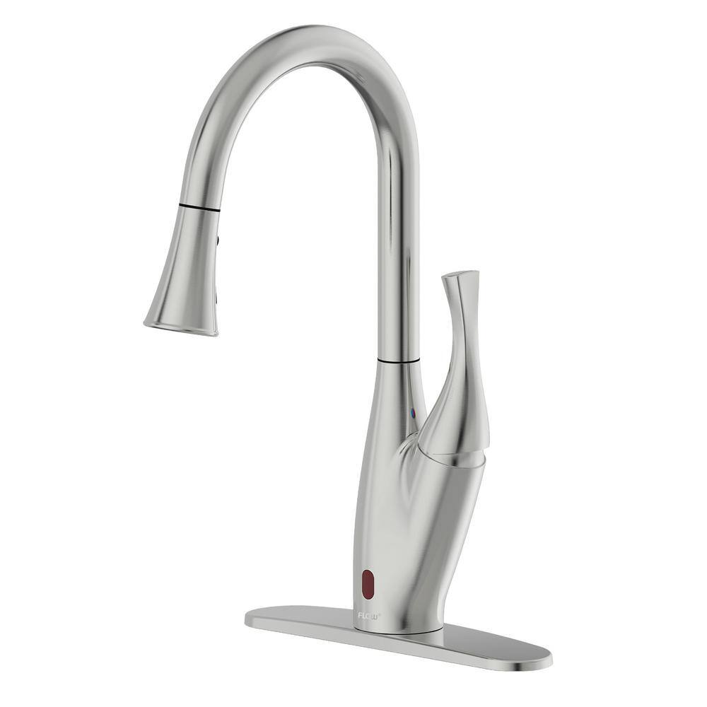 FLOW  X Series Single-Handle Pull-Down Sprayer Kitchen Faucet with Motion Sensor in Brushed Nickel