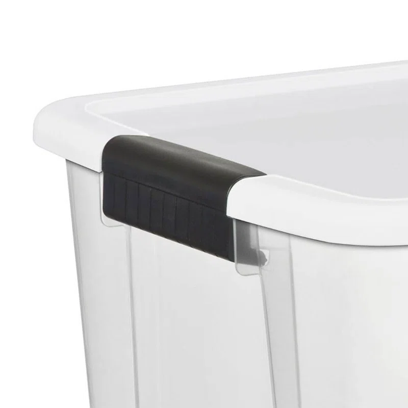 Sterilite 70 Qt Clear Plastic Stackable Storage Bin w/White Latching Lid Organizing Solution. 4 Pack