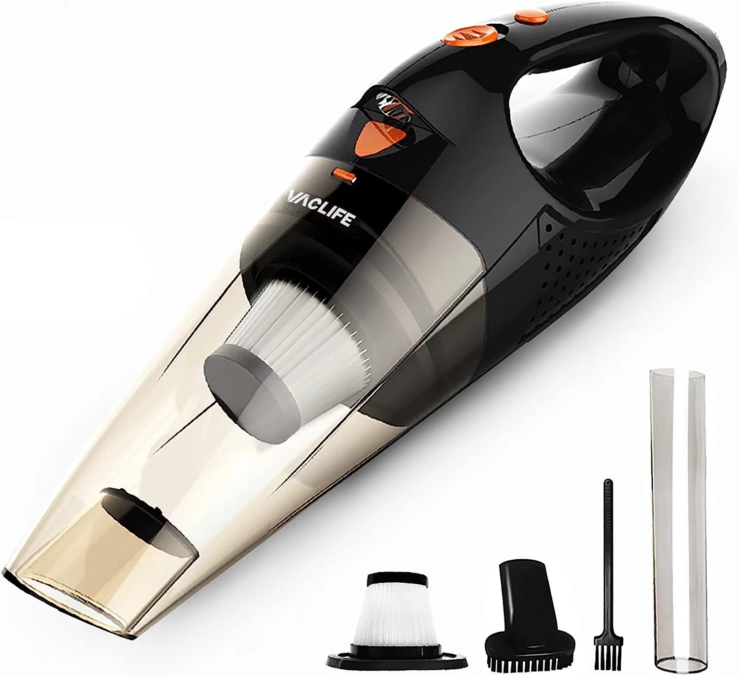 VacLife Handheld Vacuum. Car Vacuum Cleaner Cordless. Mini Portable Rechargeable Wireless Vacuum Cleaner with 2 Filters. Orange (VL189)
