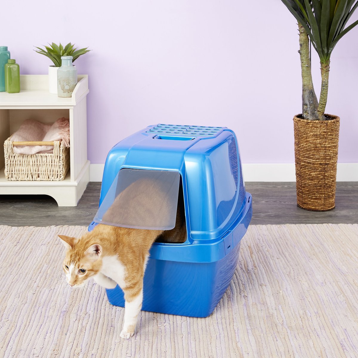Van Ness Enclosed Sifting Cat Litter Pan. Giant Blue