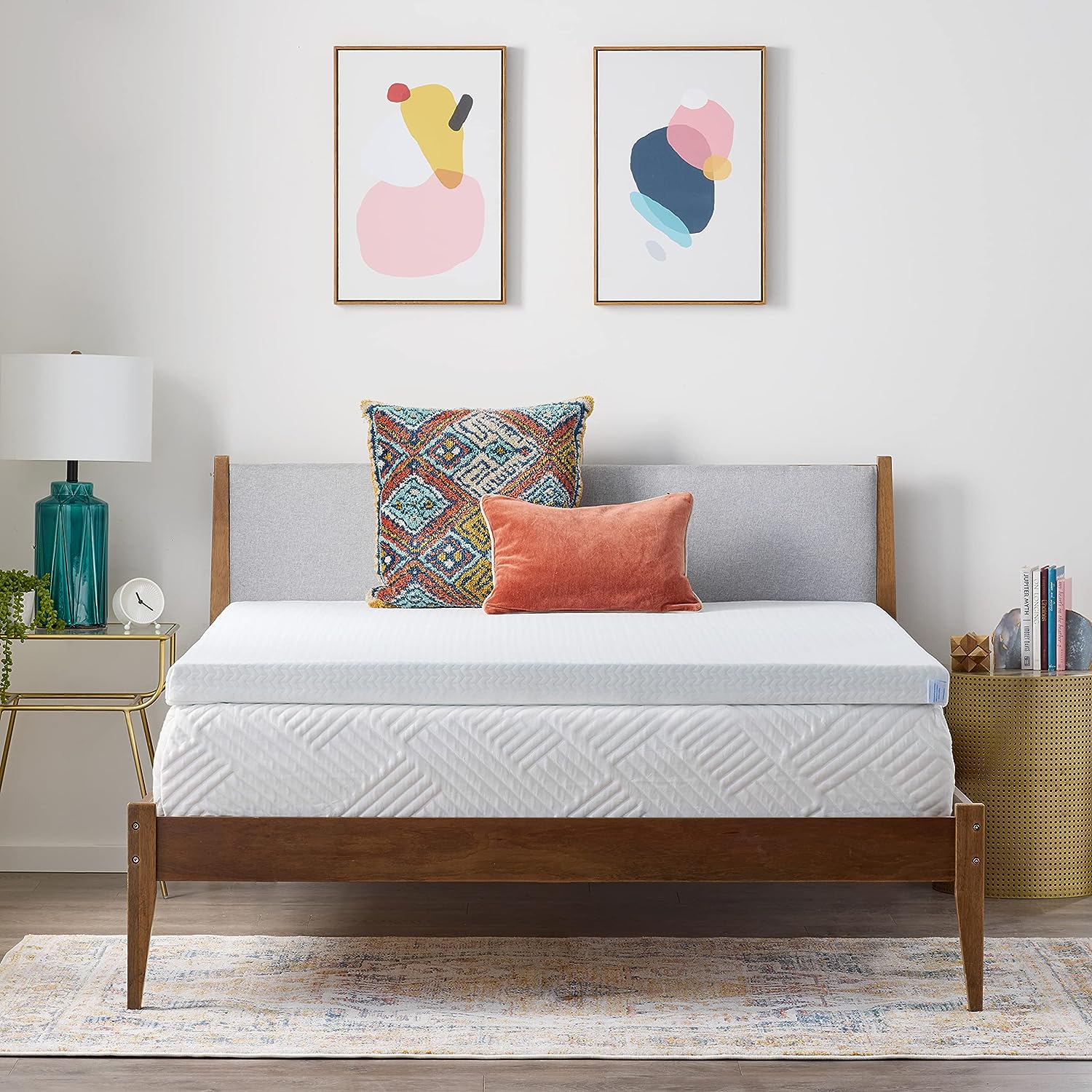 Linenspa 3 Inch Mattress Topper Queen - Gel Swirl Memory Foam Twin XL Mattress Topper - CertiPUR-US Certified - Twin XL Size - Dorm Room Essentials