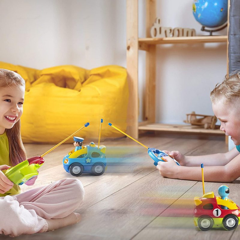 Prextex Cartoon R/C Police Car and Race Car Radio Control Toys for Kids. 2 Pack