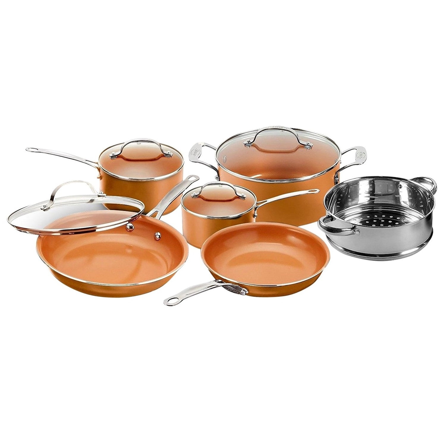 Gotham Steel Copper Pots and Pans Set. 10 Piece Nonstick Cookware set