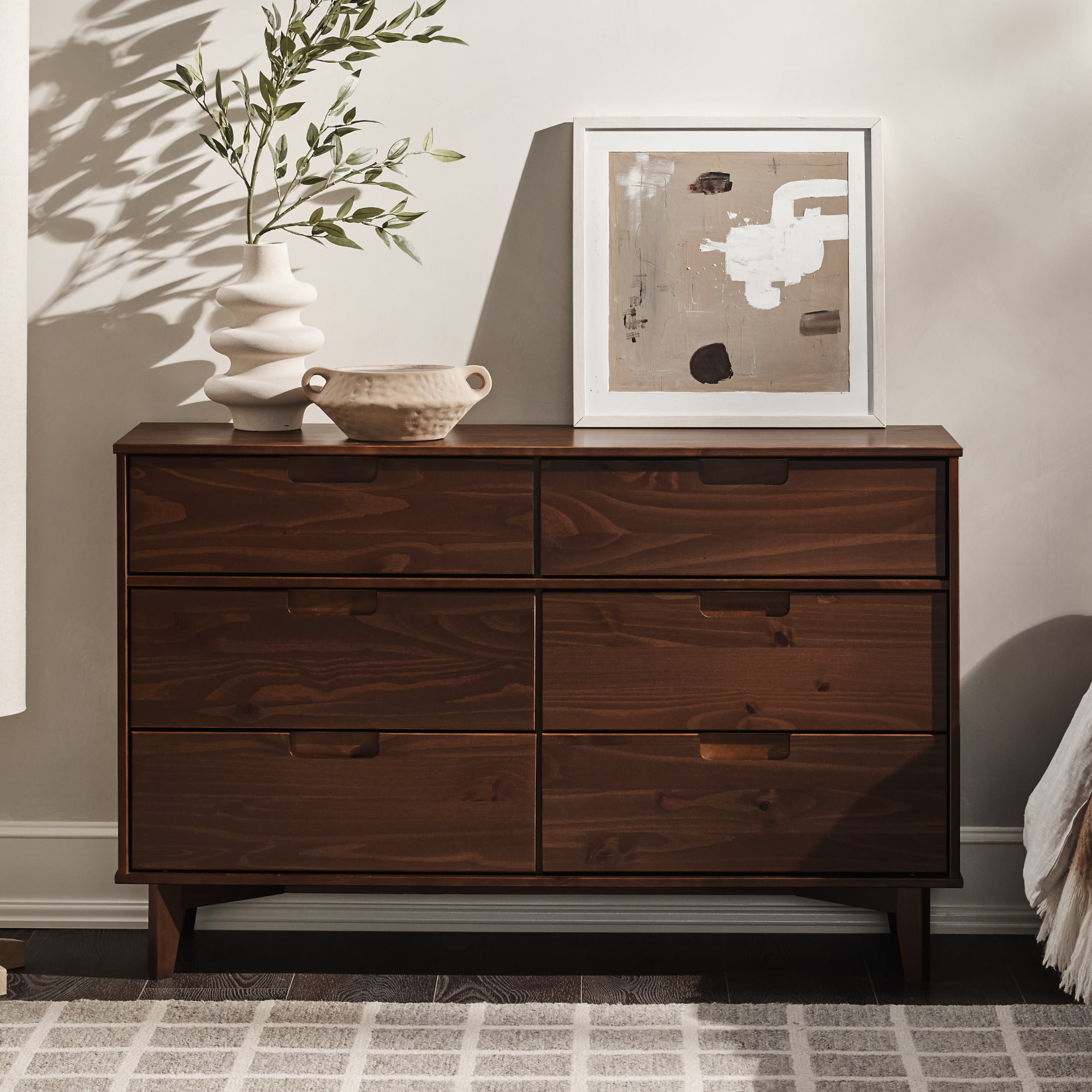 Manor Park Sonoma 6-Drawer Solid Wood Dresser. Walnut