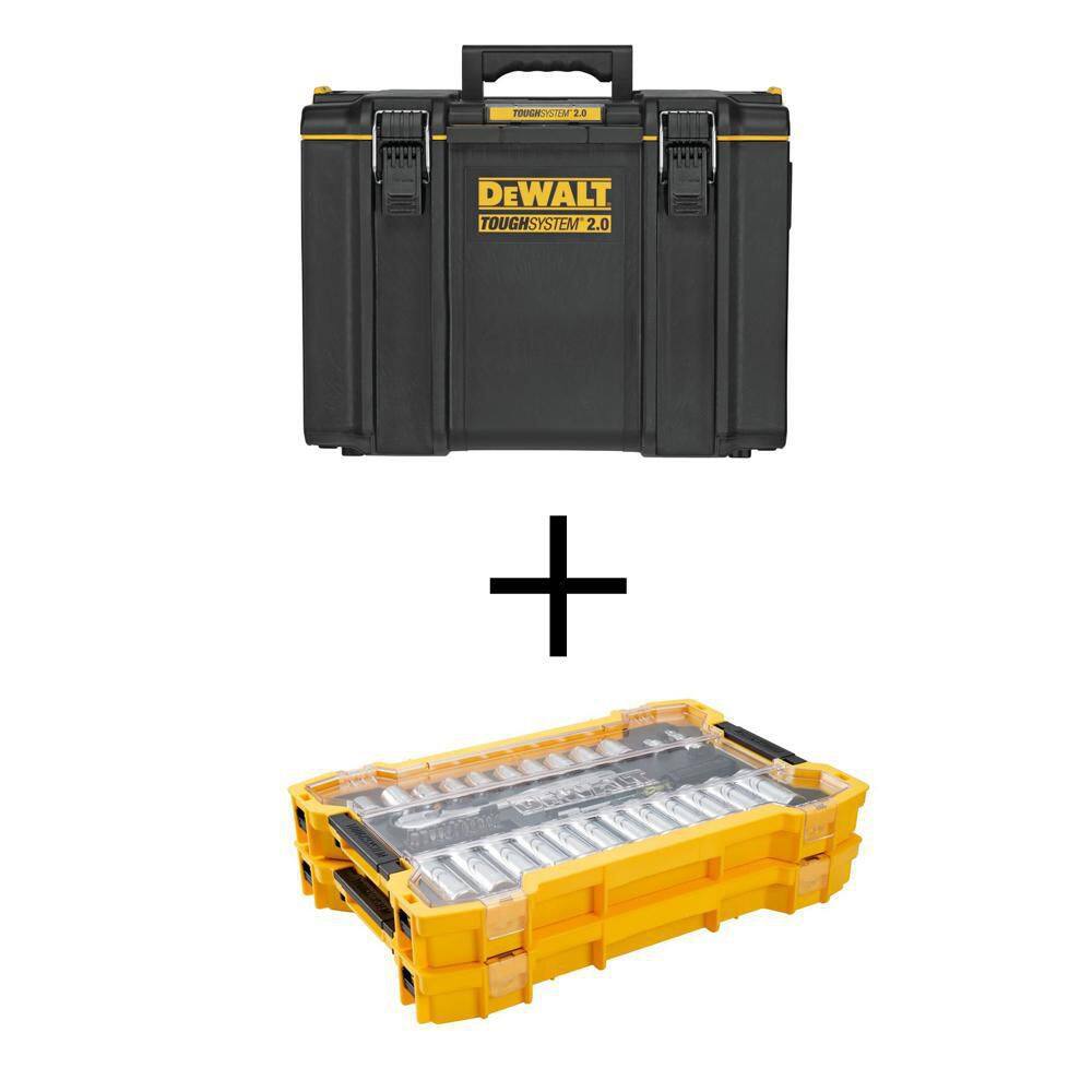 DEWALT DWST08400W45402 TOUGHSYSTEM 2.0 22 in. Extra-Large Tool Box and 1/4 in. and 3/8 in. Drive Mech Tool Set with TOUGHSYSTEM Trays (131 Pc)