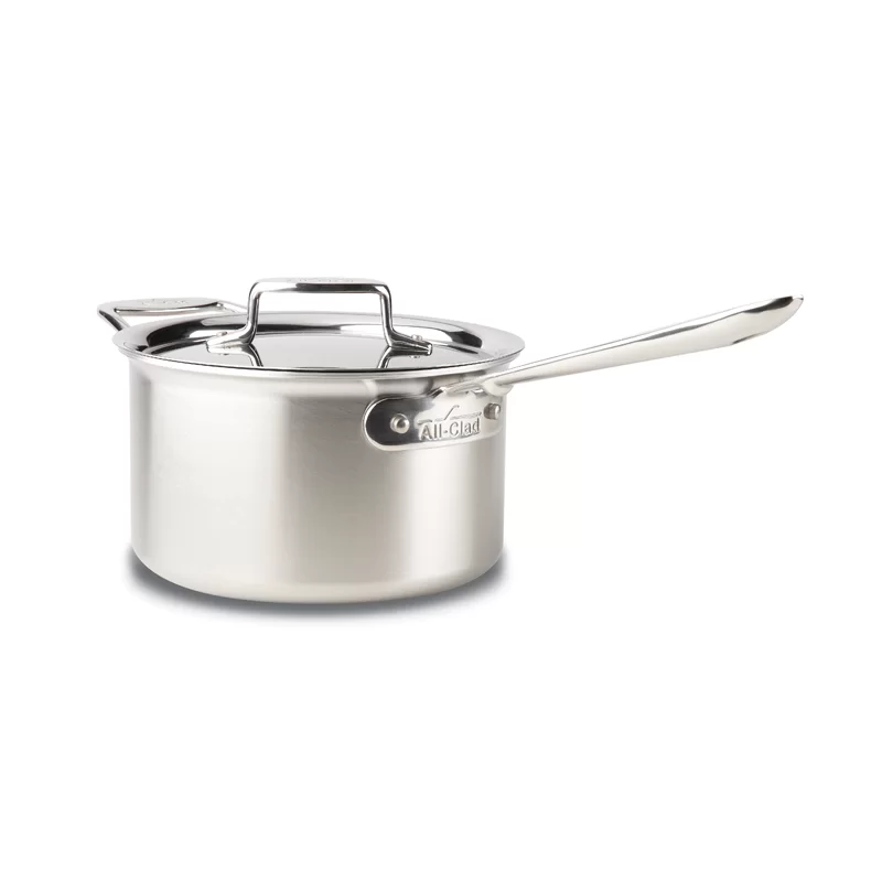 All-Clad BD55201.5 D5 Brushed 18/10 Stainless Steel 5-Ply Bonded Dishwasher Safe Sauce Pan Cookware. 1.5-Quart. Silver