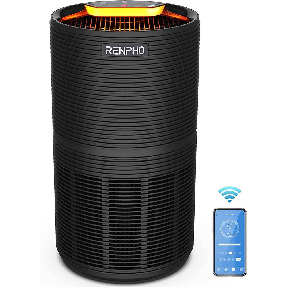 RENPHO PUS-RP-AP089S-BK Air Purifier Air Cleaner for Home Large Room 960 sq.ft. HEPA Filter in Black. WiFi and Alexa Control through APP Black