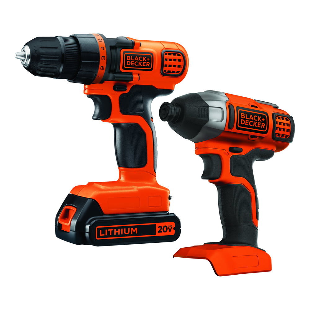 BLACK+DECKER 20-Volt MAX* 1.5 Ah Cordless Lithium-Ion Drill And Impact Driver Combo Kit. BD2KITCDDI