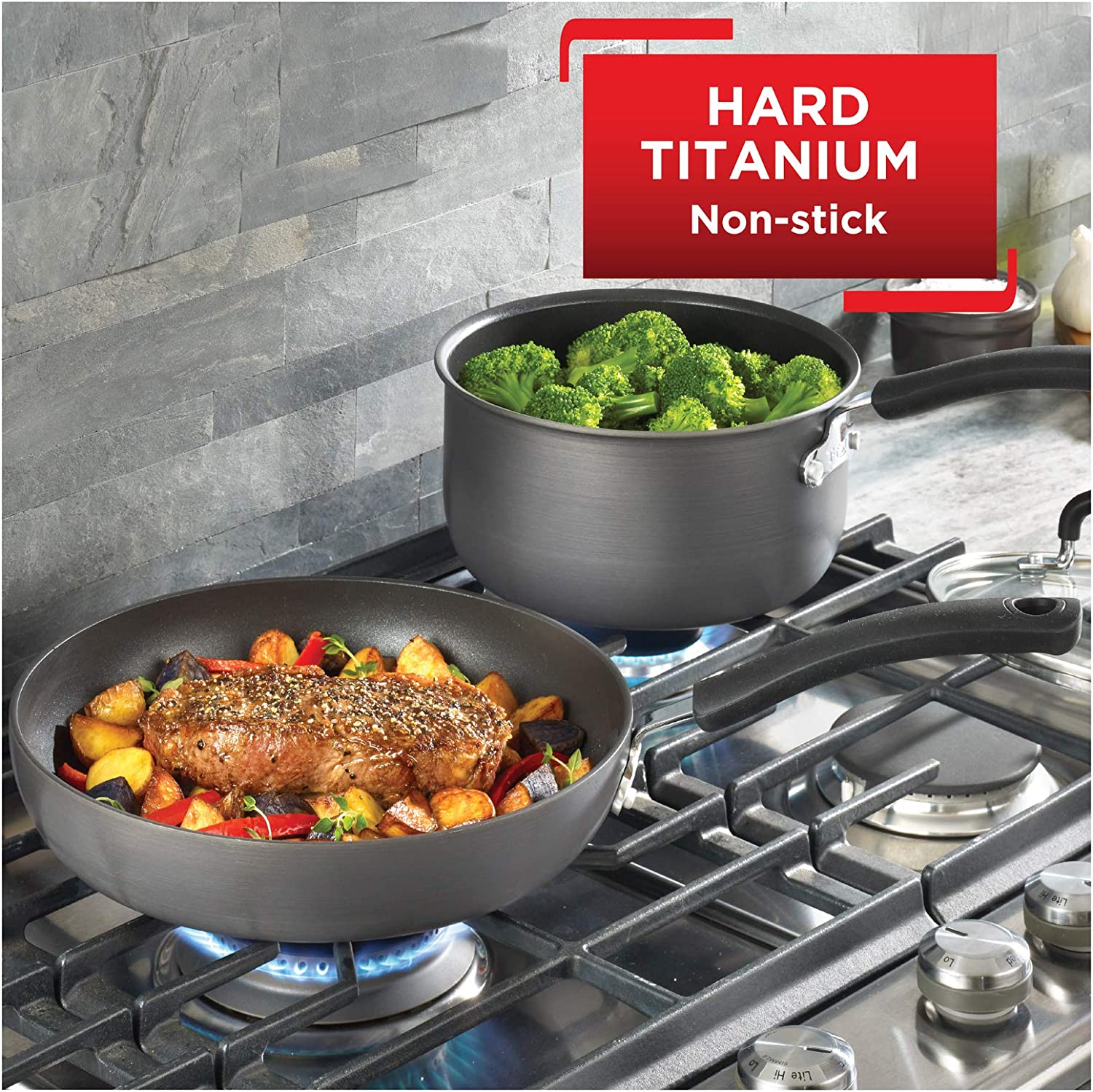 T-fal Ultimate Hard Anodized Nonstick Fry Pan Set 8. 10.25. 12 Inch Cookware. Pots and Pans. Dishwasher Safe Black
