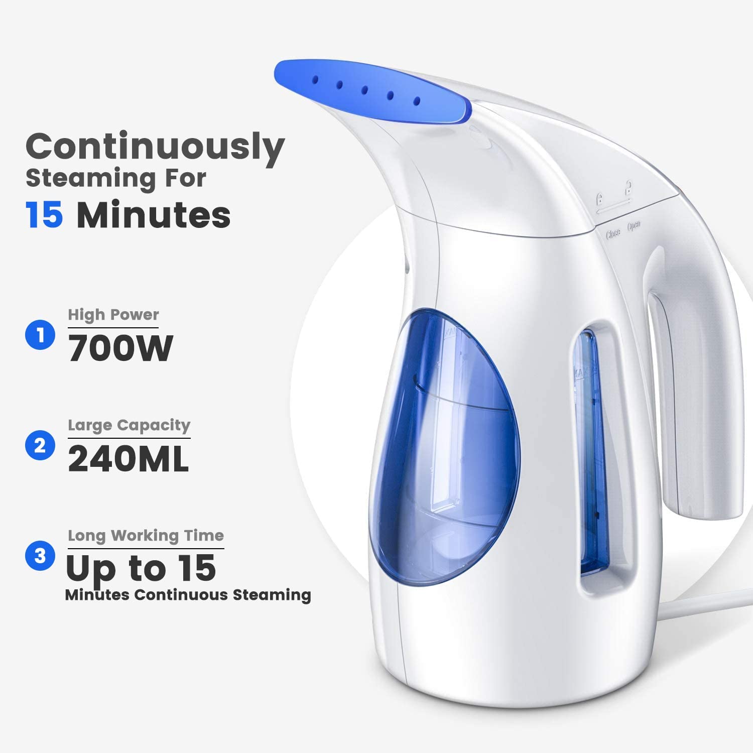 Hilife Steamer for Clothes Steamer. Handheld Garment Steamer Clothing Iron 240ml Big Capacity Upgraded Version