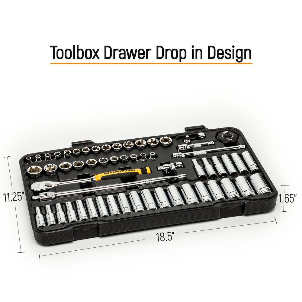 GEARWRENCH 1008066262 3/8 in. Drive 90-Tooth 6-Point Standard and Deep SAE/Metric Mechanics Tool Set (58-Piece)