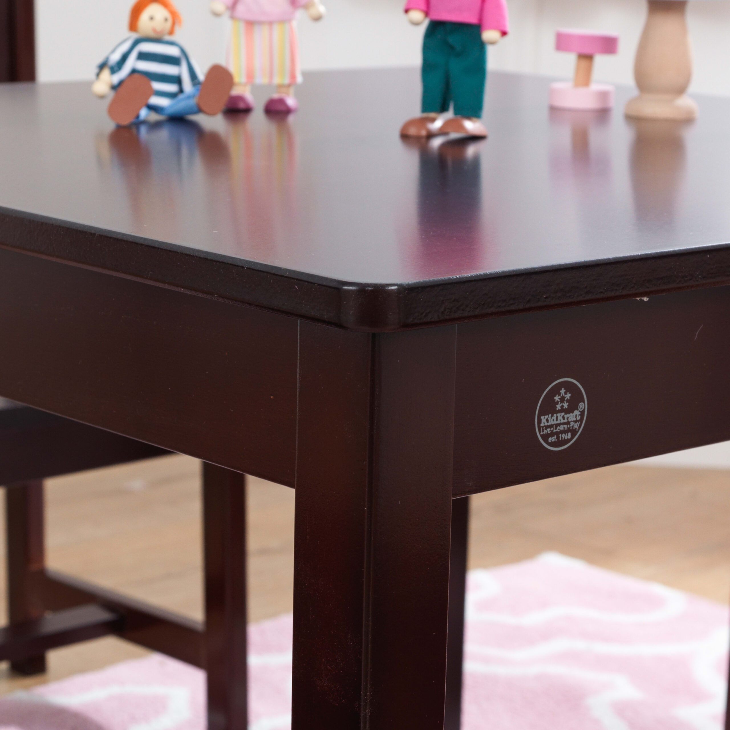 KidKraft Wooden Farmhouse Table & 4 Chair Set. Espresso