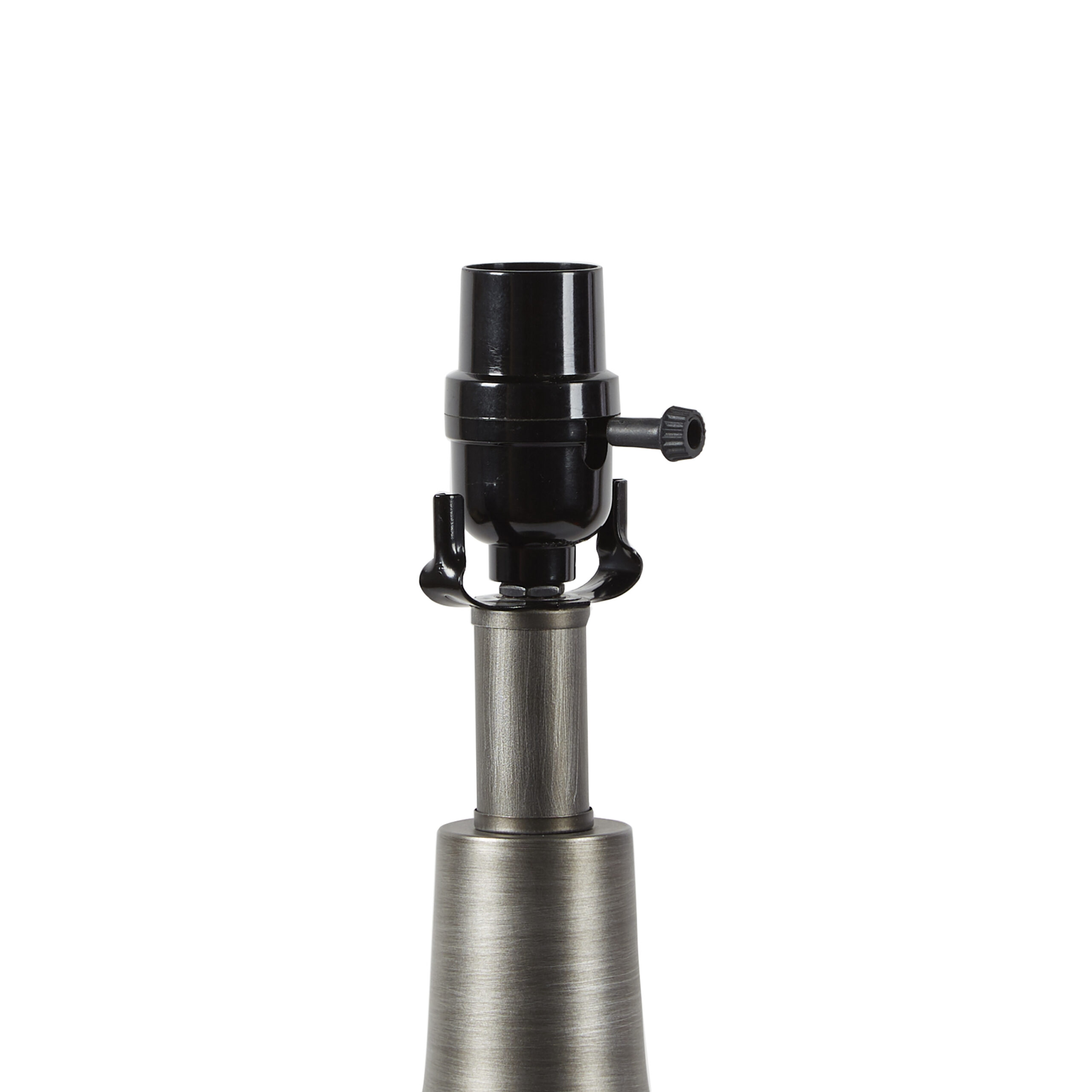 Mainstays Metal Accent Table Lamp Base with USB Port. Black Brushed Silver