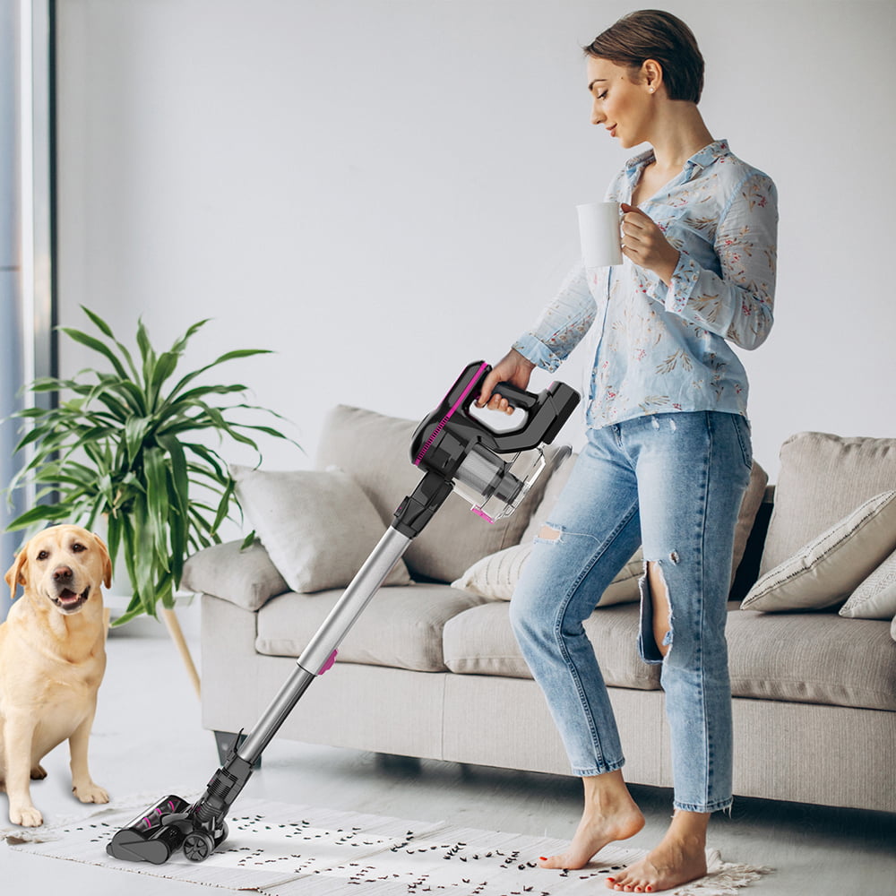 INSE Cordless Stick Vacuum Cleaner with Quiet Rechargeable Battery. 6-in-1 Lightweight Handheld Vacuum Cleaner for Home Hard Floor Carpet Pet Hair Car