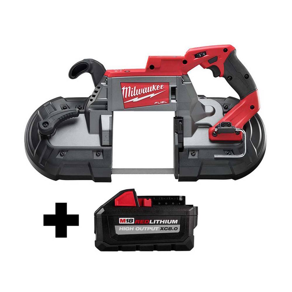 Milwaukee 2729-20-48-11-1880 M18 FUEL 18-Volt Lithium-Ion Brushless Cordless Deep Cut Band Saw with HIGH OUTPUT 8.0 Ah Battery