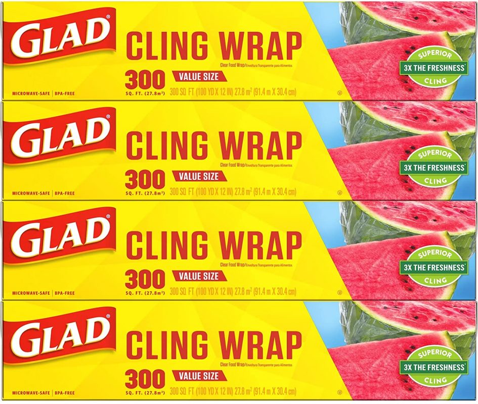 Glad® ClingWrap Plastic Food Wrap - 300 Square Foot Roll - 4 Pack