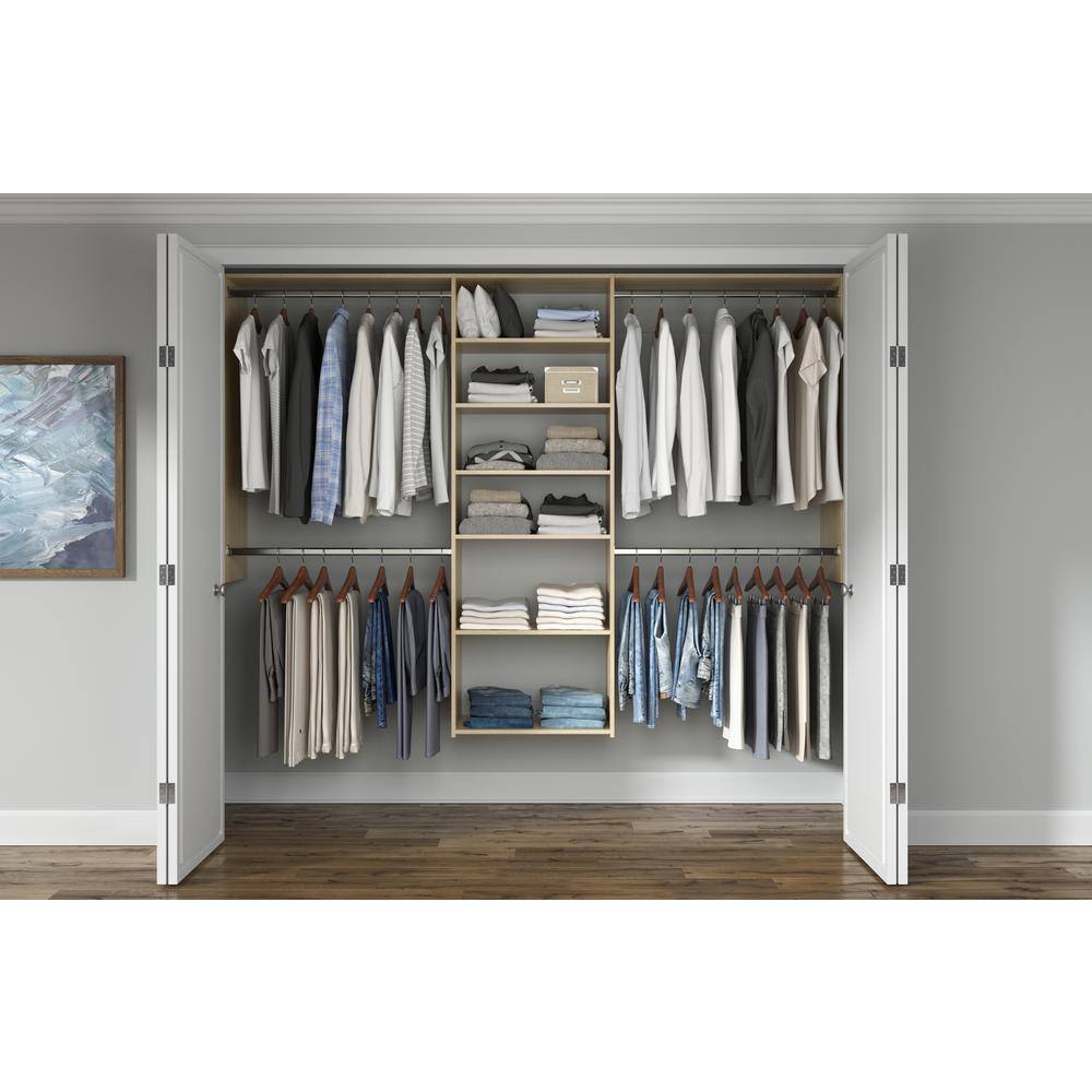 Closet Evolution HG53 Essential Deluxe 60 in. W - 96 in. W Harvest Grain Wood Closet System