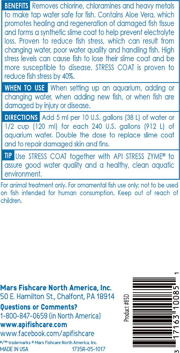 API Stress Coat Aquarium Water Conditioner. 1-Gallon Bottle