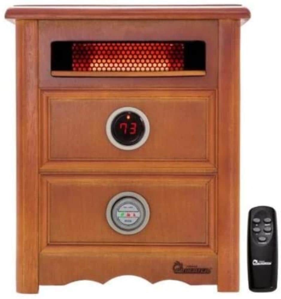 Dr. Infrared Heater DR-999 1500-Watt Infrared Quartz Cabinet Indoor Electric Space Heater with Thermostat and Remote Included