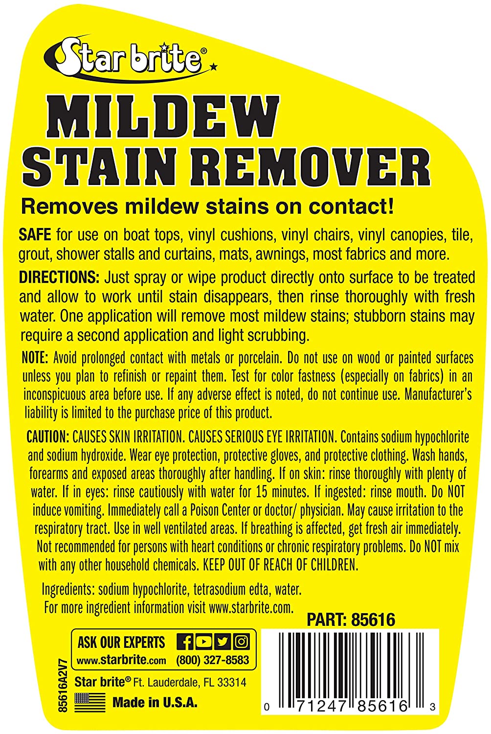 Star brite Mold Stain & Mildew Stain Remover + Cleaner - High-Alkaline 22oz