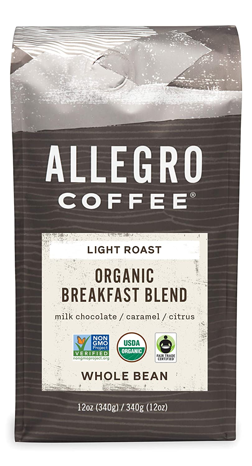 Allegro Coffee Organic Breakfast Blend Whole Bean Coffee. 12 oz
